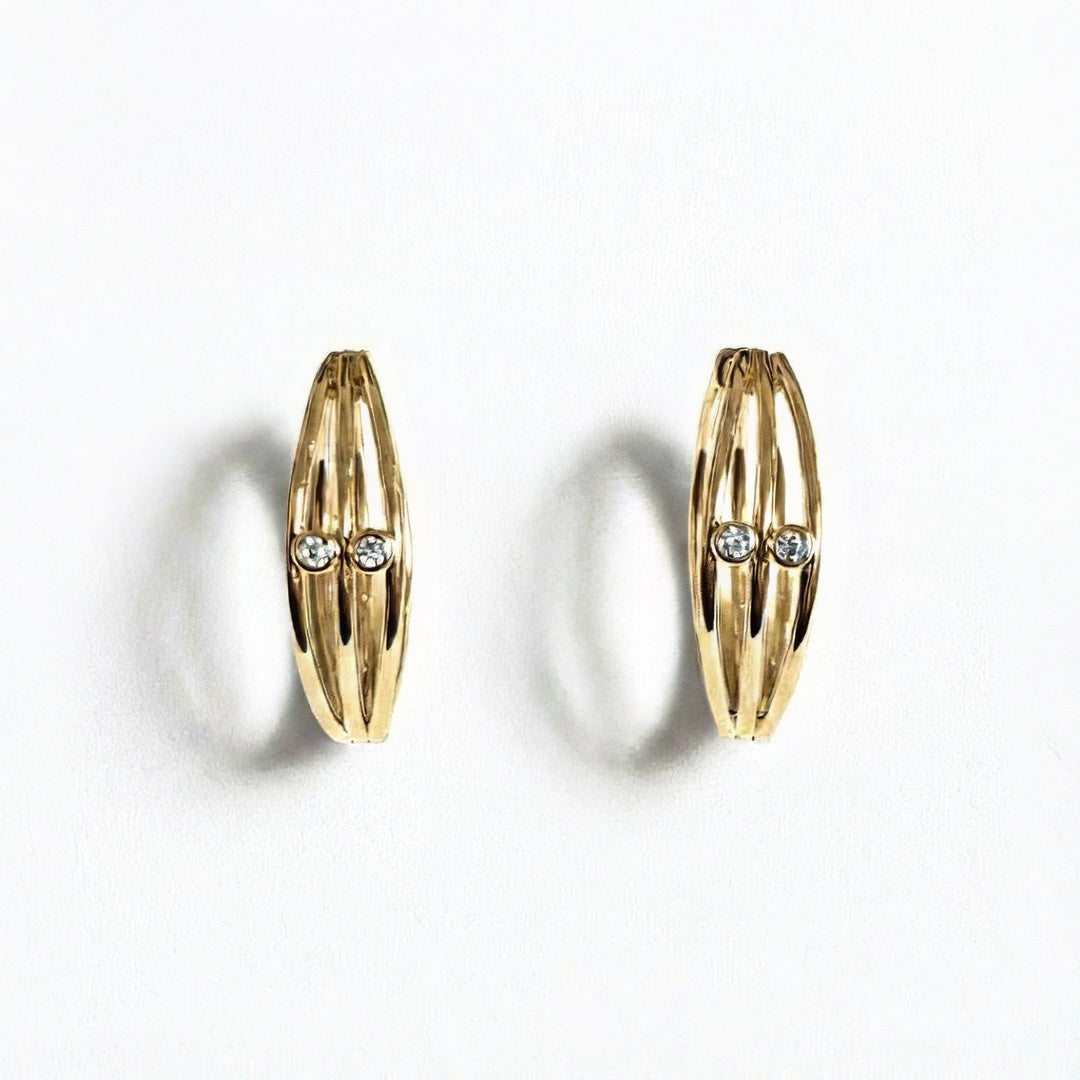 Boucles d'oreilles créoles plaqué or 18k zirconium 2 cm Jonah Bellaime 6