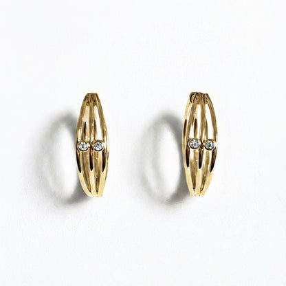 Boucles d'oreilles créoles plaqué or 18k zirconium 2 cm Jonah Bellaime 6