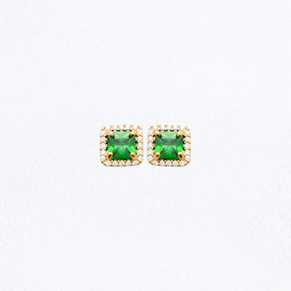 Boucle d'oreille vert puce plaqué or 18K zirconium Keira Bellaime