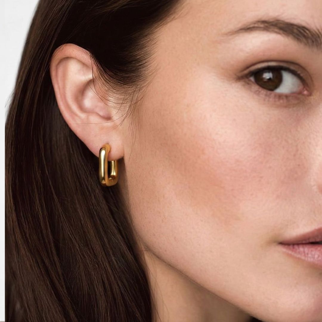 Boucle d'oreille individuelle créole plaqué or 18K 1,3 cm Moove Bellaime 2