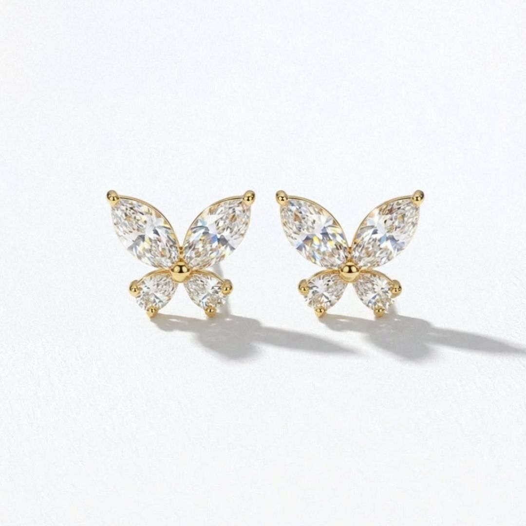 Puces d'oreilles papillon plaqué or 18K Butterfly Bellaime