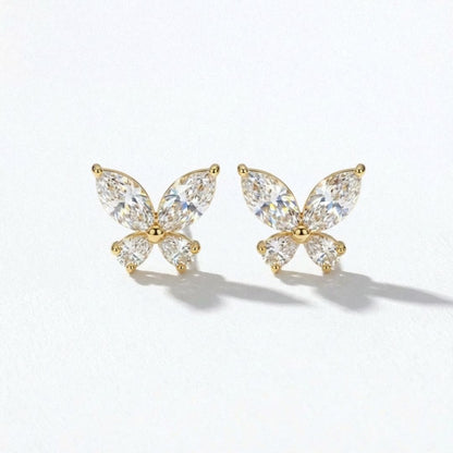 Puces d'oreilles papillon plaqué or 18K Butterfly Bellaime