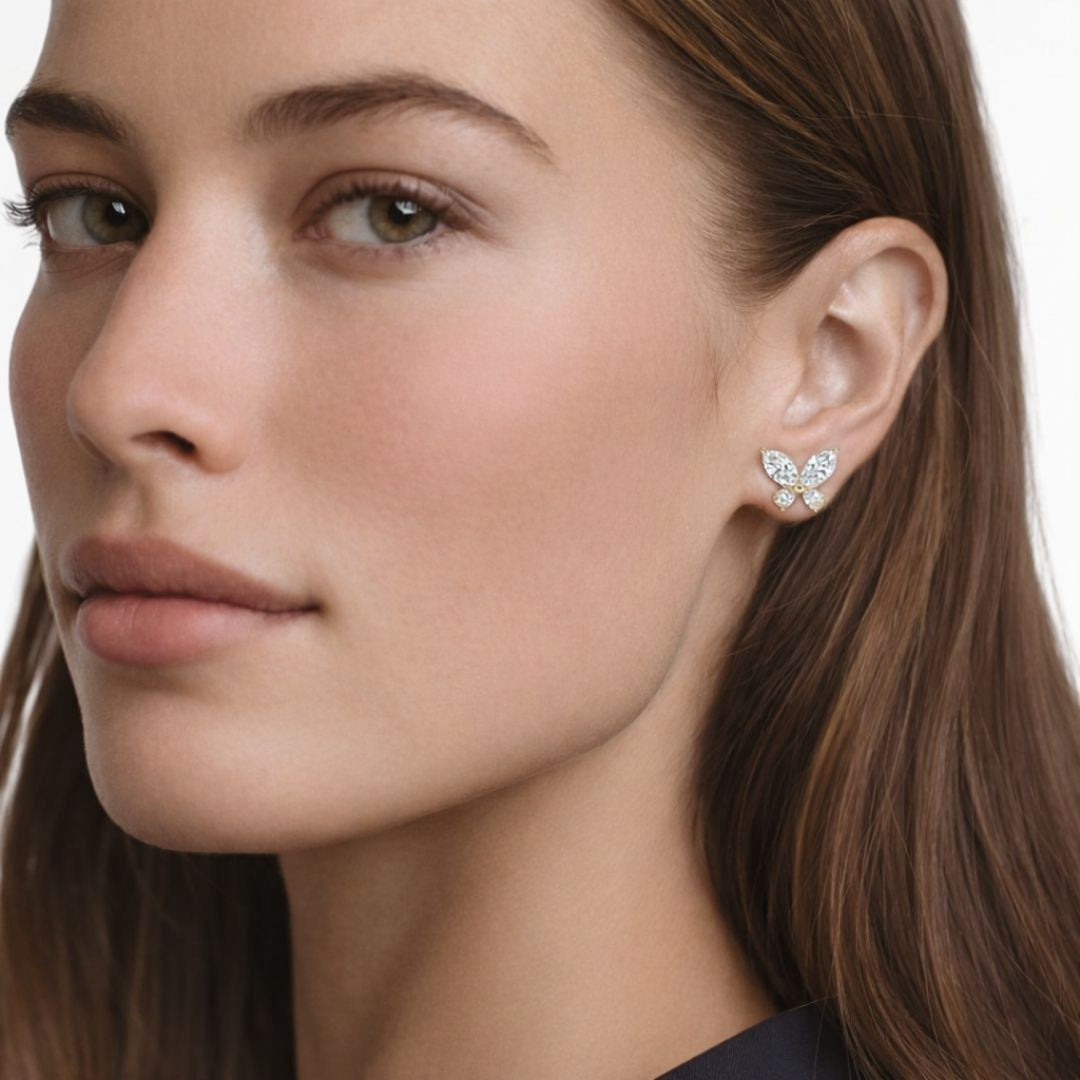 Puces d'oreilles papillon plaqué or 18K Butterfly Bellaime 2