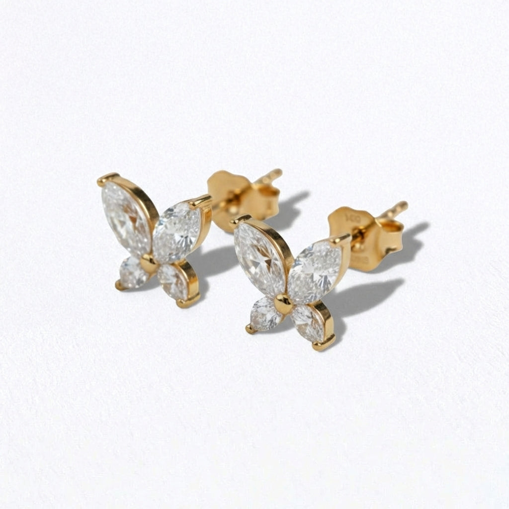 Puces d'oreilles papillon plaqué or 18K Butterfly Bellaime 4
