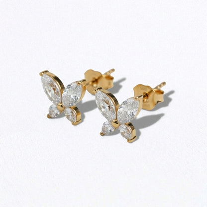 Puces d'oreilles papillon plaqué or 18K Butterfly Bellaime 4