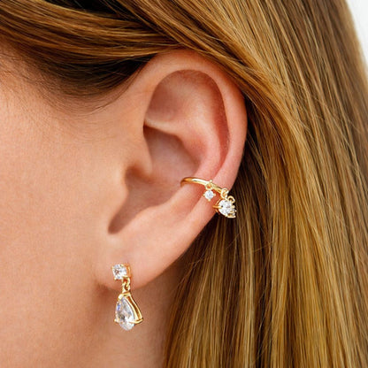 Boucle d'oreille pendante plaqué or zirconium 1,5 cm Gigi Bellaime 2