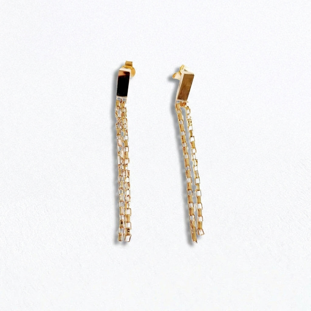 Boucles d'oreilles pendantes plaqué or 18K 5 cm Harvey Bellaime