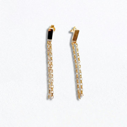 Boucles d'oreilles pendantes plaqué or 18K 5 cm Harvey Bellaime