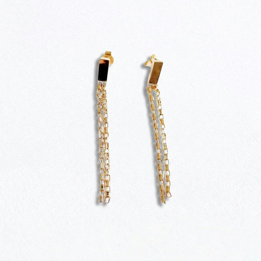 Boucles d'oreilles pendantes plaqué or 18K 5 cm Harvey Bellaime