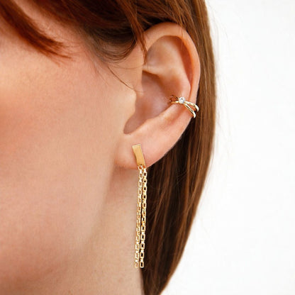 Boucles d'oreilles pendantes plaqué or 18K 5 cm Harvey Bellaime 2