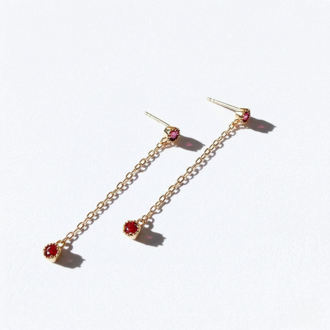 Boucles d'oreilles pendantes rose plaqué or 18K zirconium Pamela Bellaime