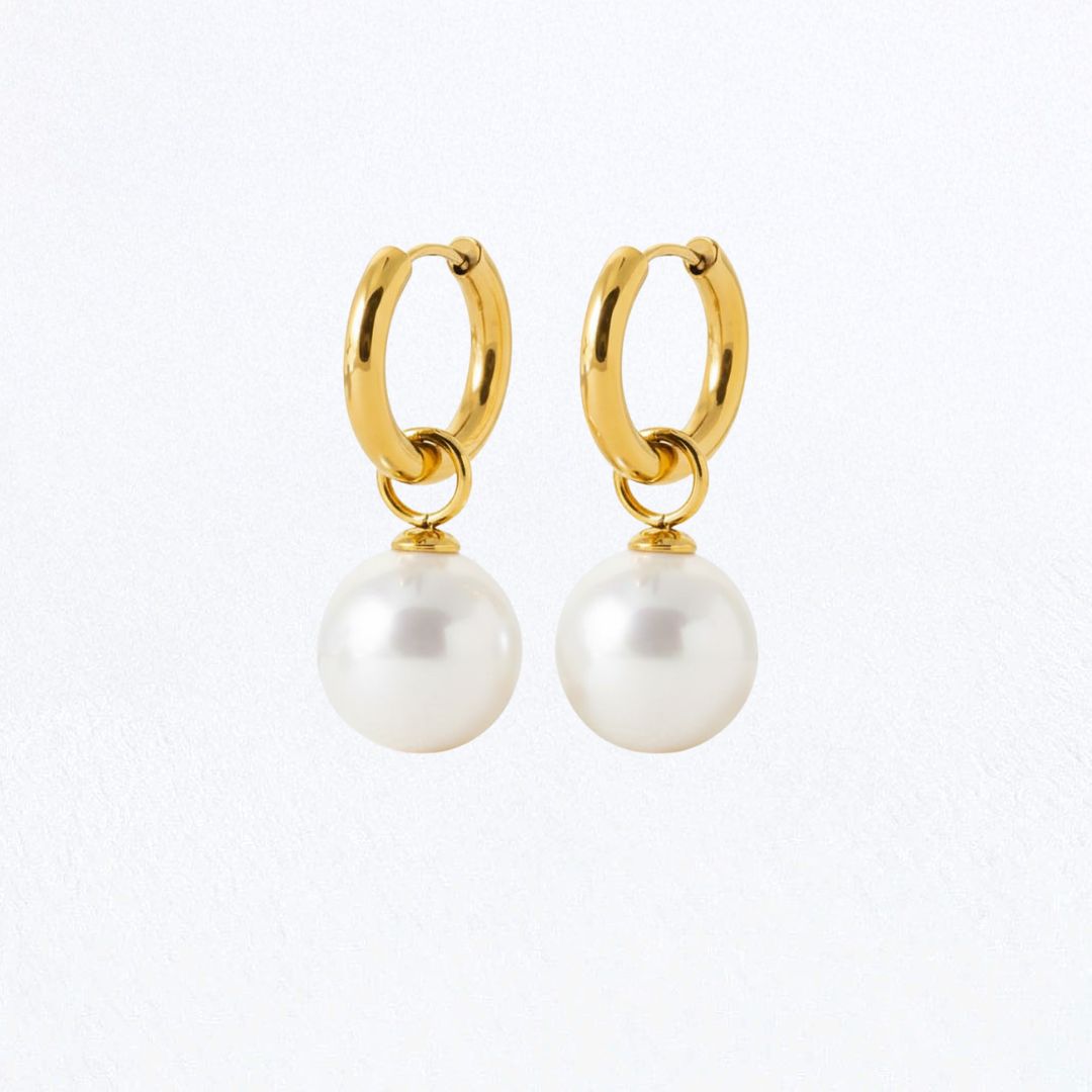 Boucles d'oreilles perle acier inoxydable or Bellaime