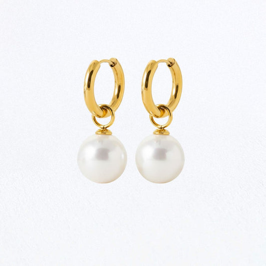 Boucles d'oreilles perle acier inoxydable or Bellaime