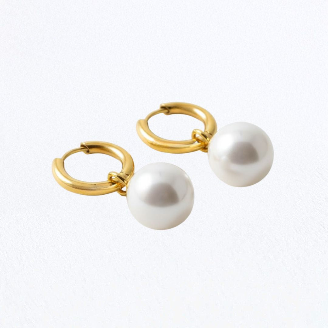 Boucles d'oreilles perle acier inoxydable or Bellaime 4