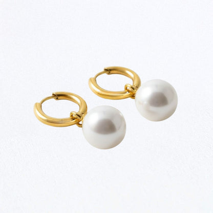 Boucles d'oreilles perle acier inoxydable or Bellaime 4