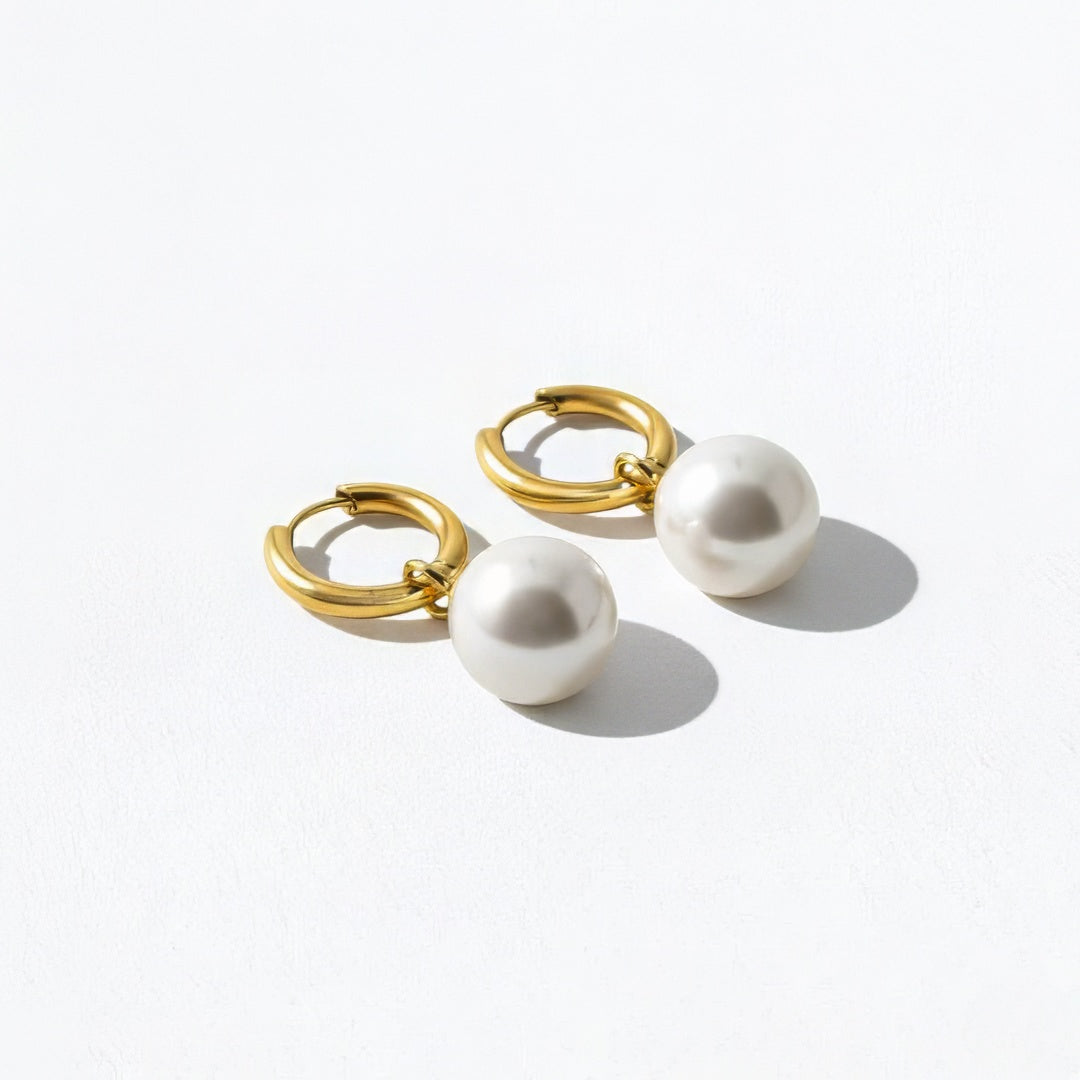 Boucles d'oreilles perle acier inoxydable or Bellaime 4