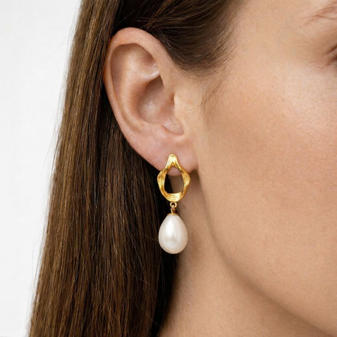 Boucles d'oreilles perle acier inoxydable Pearl Mystery Bellaime 3