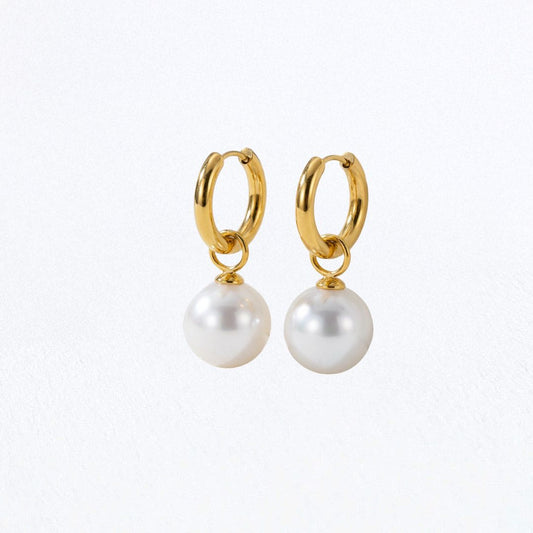 Boucles d'oreilles perle acier inoxydable or Bellaime