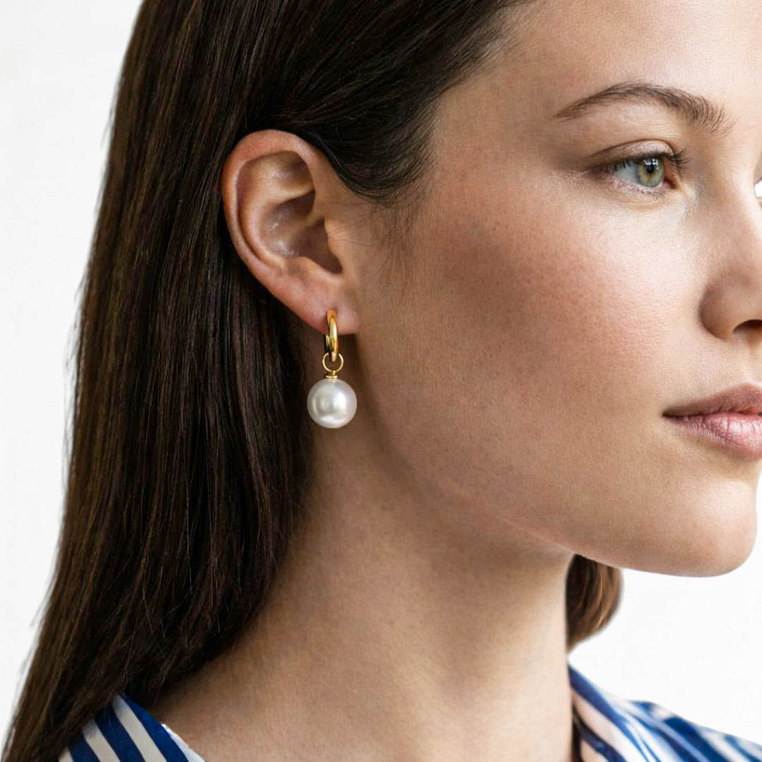 Boucles d'oreilles perle acier inoxydable or Bellaime 2