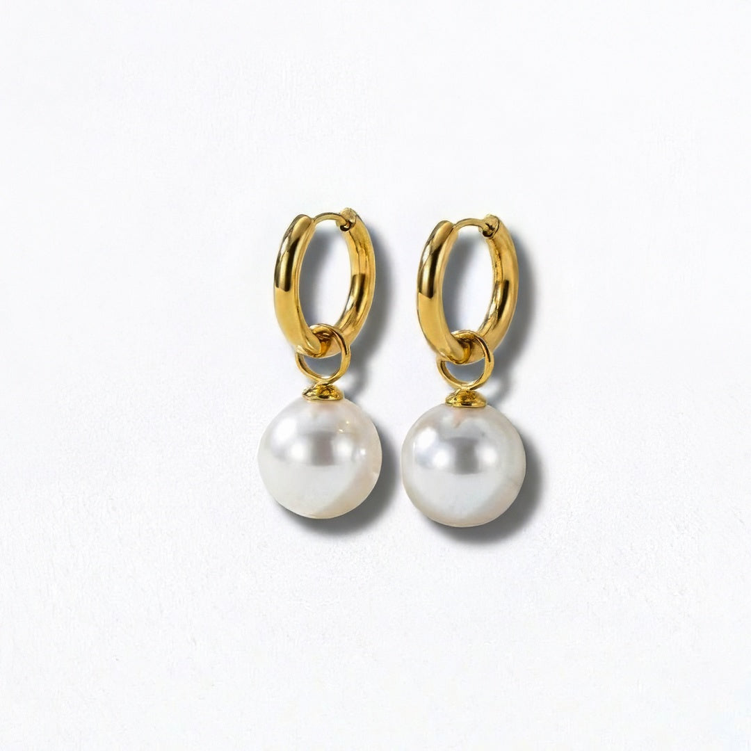 Boucles d'oreilles perle acier inoxydable or Bellaime