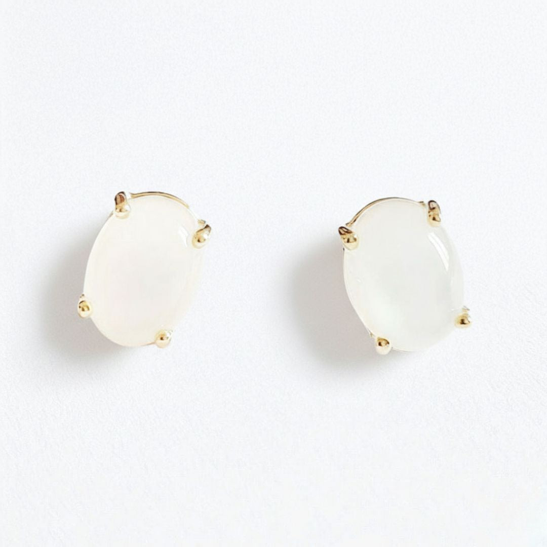 Puces d'oreilles pierre de lune plaqué or 18K Bellaime
