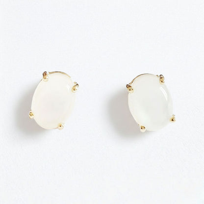 Puces d'oreilles pierre de lune plaqué or 18K Bellaime
