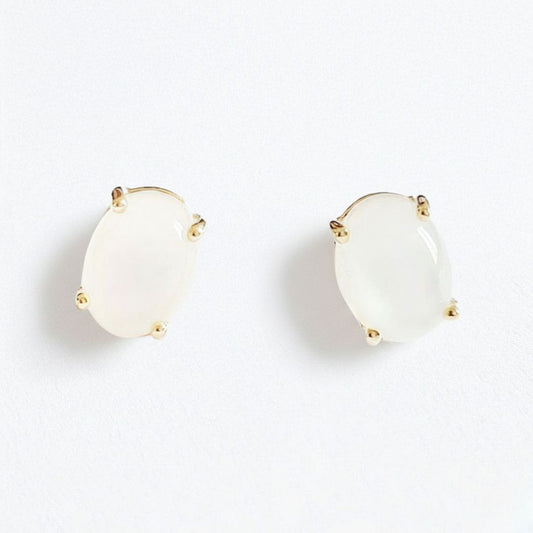Puces d'oreilles pierre de lune plaqué or 18K Bellaime