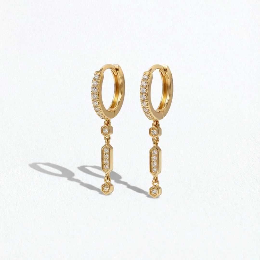 Boucles d'oreilles pendantes plaqué or 18K zirconium 2,5 cm Affinity Bellaime