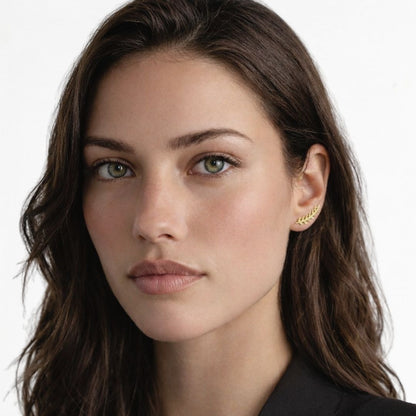 Boucles d'oreilles laurier grimpantes plaqué or 18K Aurea Bellaime 3