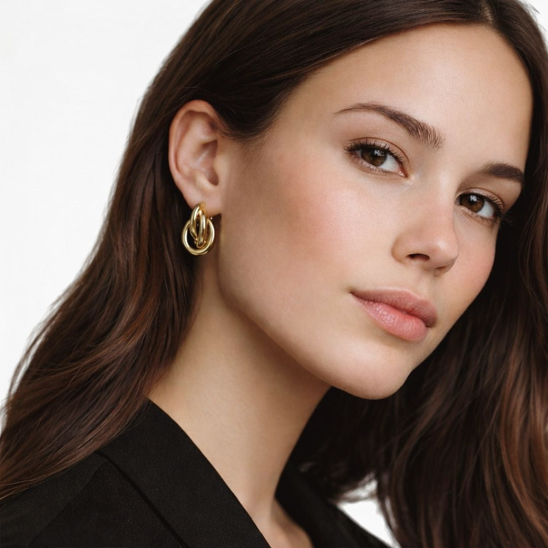 Boucles d'oreilles plaqué or 18K Eternal Flow Bellaime 2