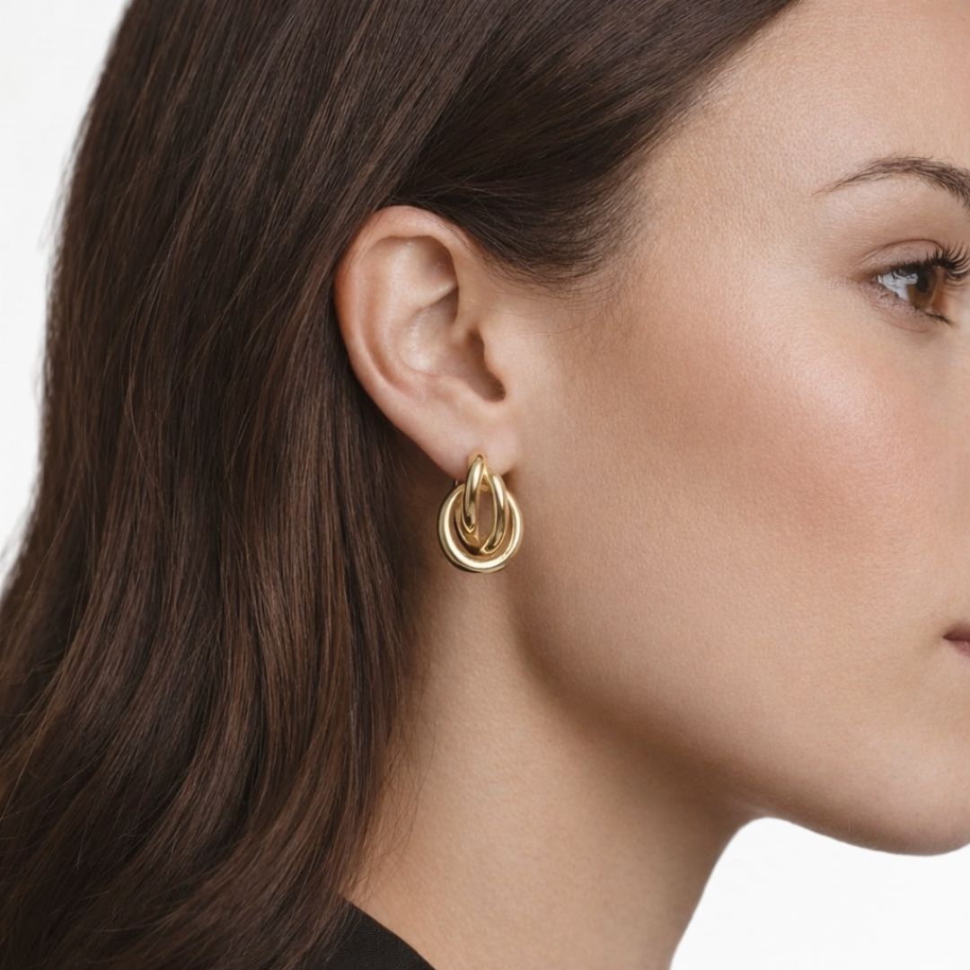 Boucles d'oreilles plaqué or 18K Eternal Flow Bellaime 3