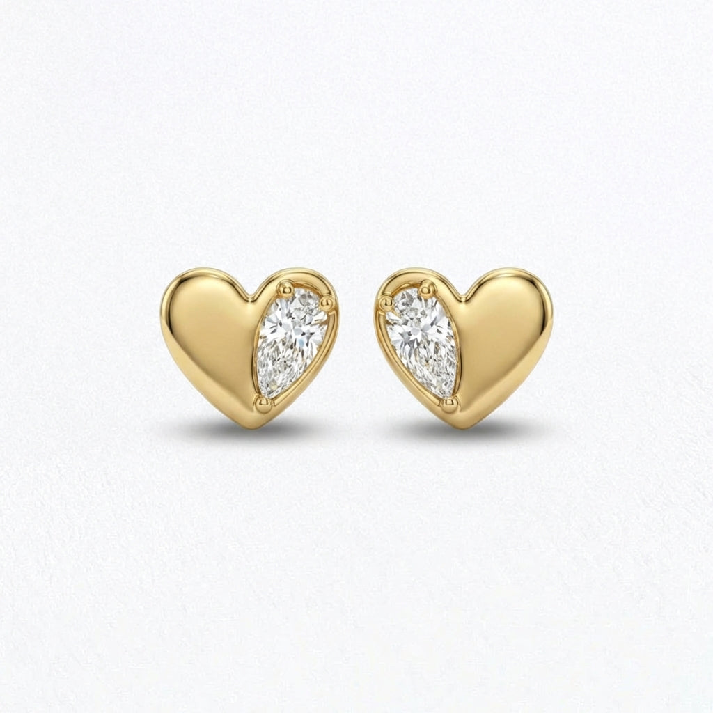 Puces d'Oreilles coeur plaqué or 18K Instant Crush Bellaime