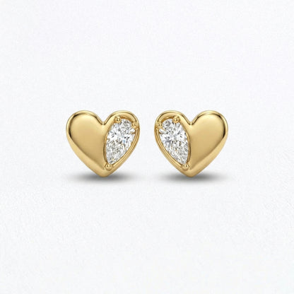 Puces d'Oreilles coeur plaqué or 18K Instant Crush Bellaime