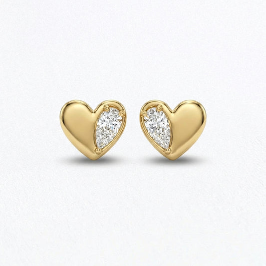 Puces d'Oreilles coeur plaqué or 18K Instant Crush Bellaime