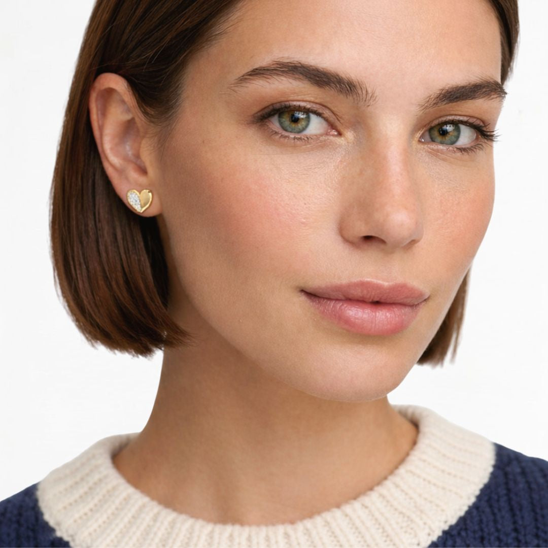 Puces d'Oreilles coeur plaqué or 18K Instant Crush Bellaime 2