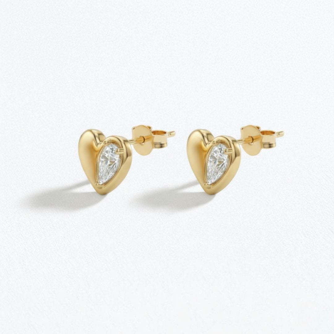 Puces d'Oreilles coeur plaqué or 18K Instant Crush Bellaime 4