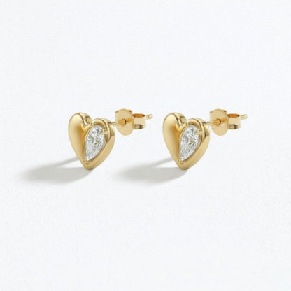 Puces d'Oreilles coeur plaqué or 18K Instant Crush Bellaime 4