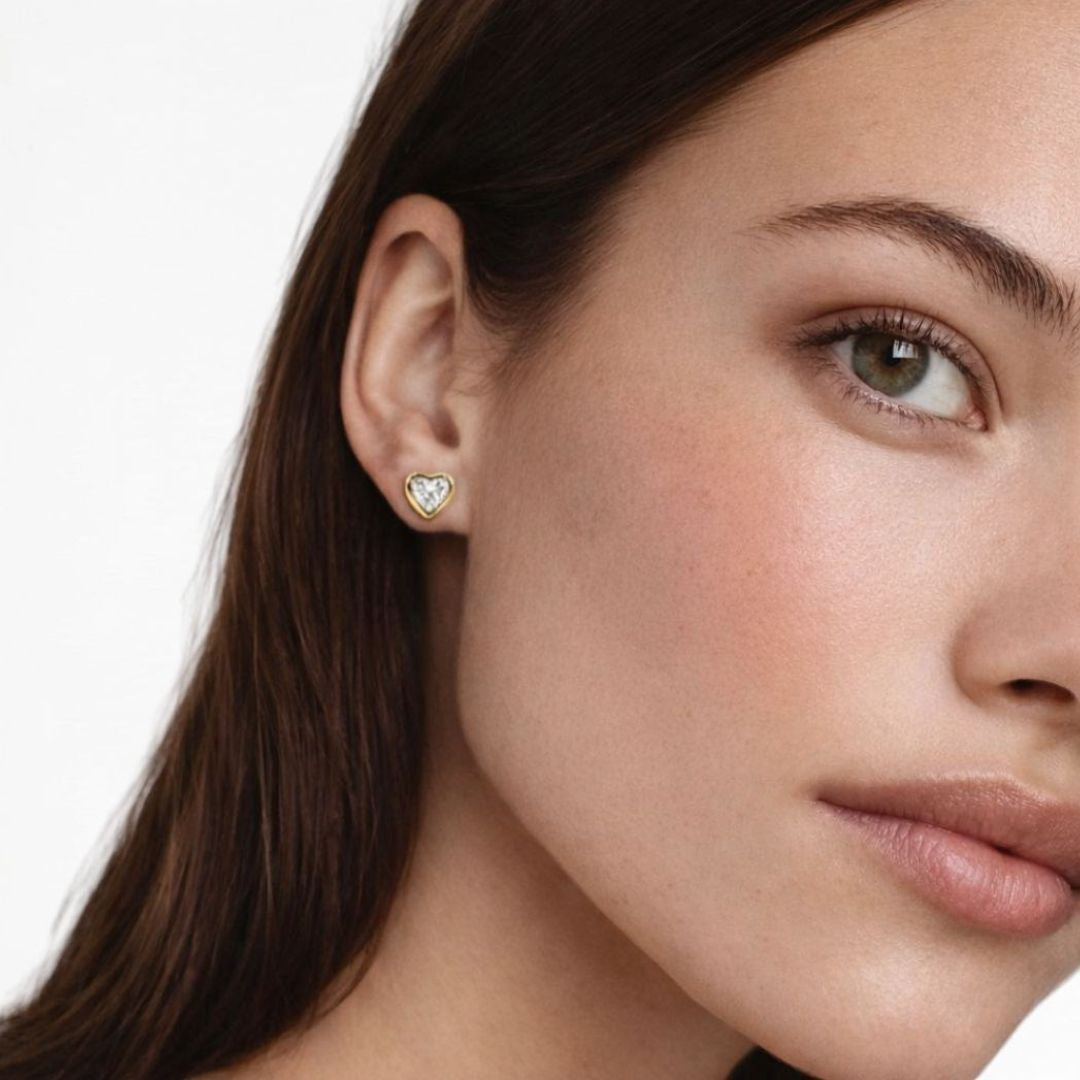 Puces d'Oreilles coeur plaqué or 18K My Love Bellaime 2