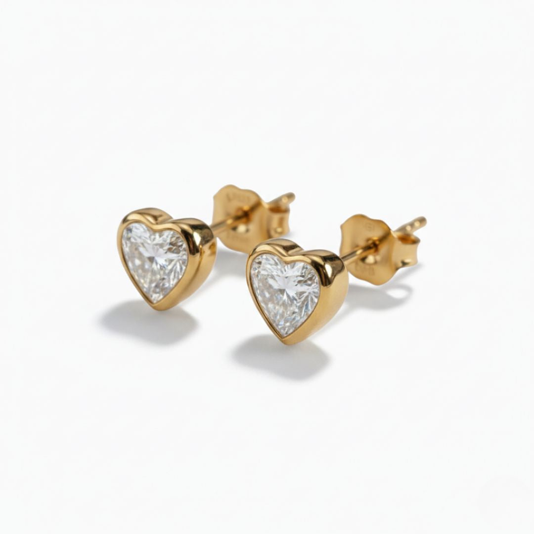 Puces d'Oreilles coeur plaqué or 18K My Love Bellaime 4