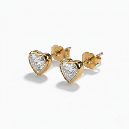 Puces d'Oreilles coeur plaqué or 18K My Love Bellaime 4