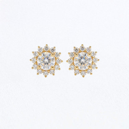 Puces d'Oreilles fleur plaqué or 18K zirconium Flower Stone Bellaime