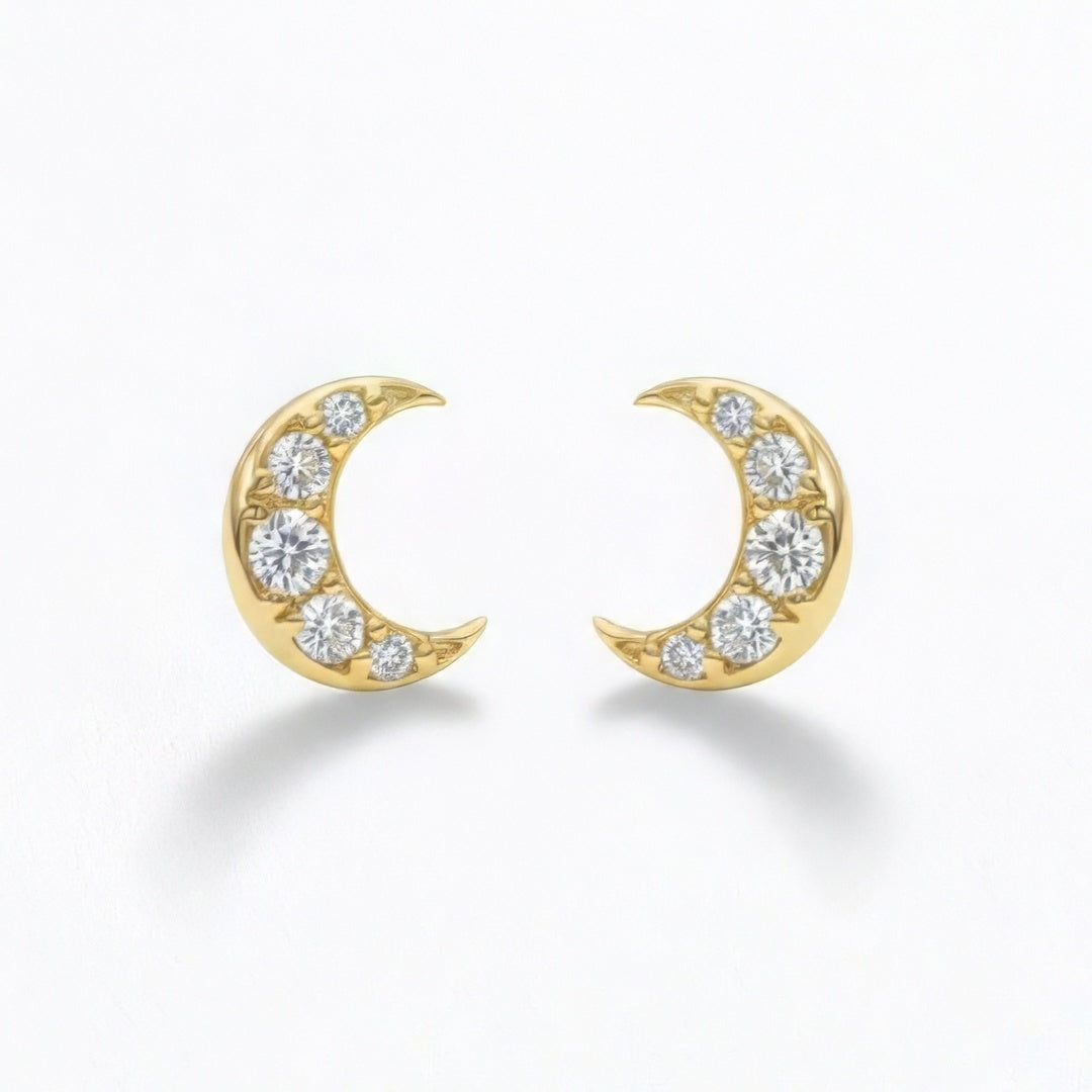 Puces d'Oreilles croissant de lune plaqué or 18K Bellaime