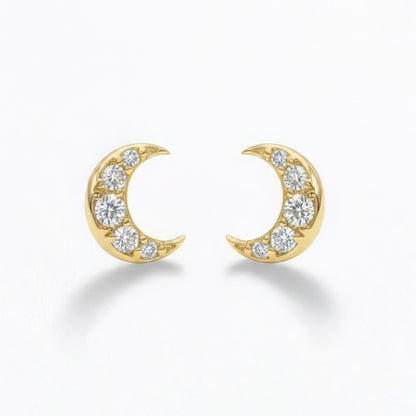 Puces d'Oreilles croissant de lune plaqué or 18K Bellaime