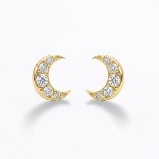 Puces d'Oreilles croissant de lune plaqué or 18K Bellaime