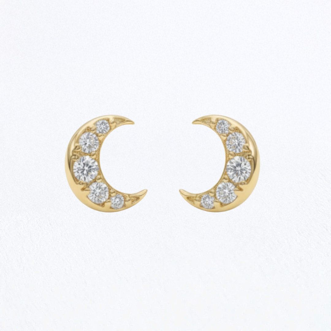 Puces d'Oreilles croissant de lune plaqué or 18K Bellaime