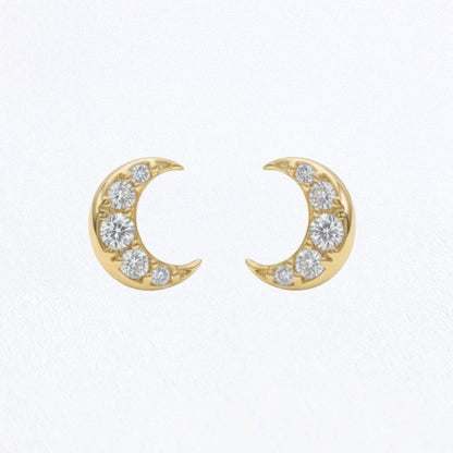 Puces d'Oreilles croissant de lune plaqué or 18K Bellaime