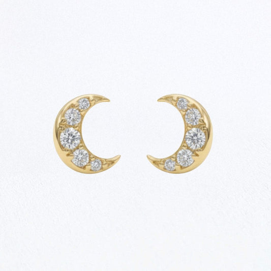 Puces d'Oreilles croissant de lune plaqué or 18K Bellaime