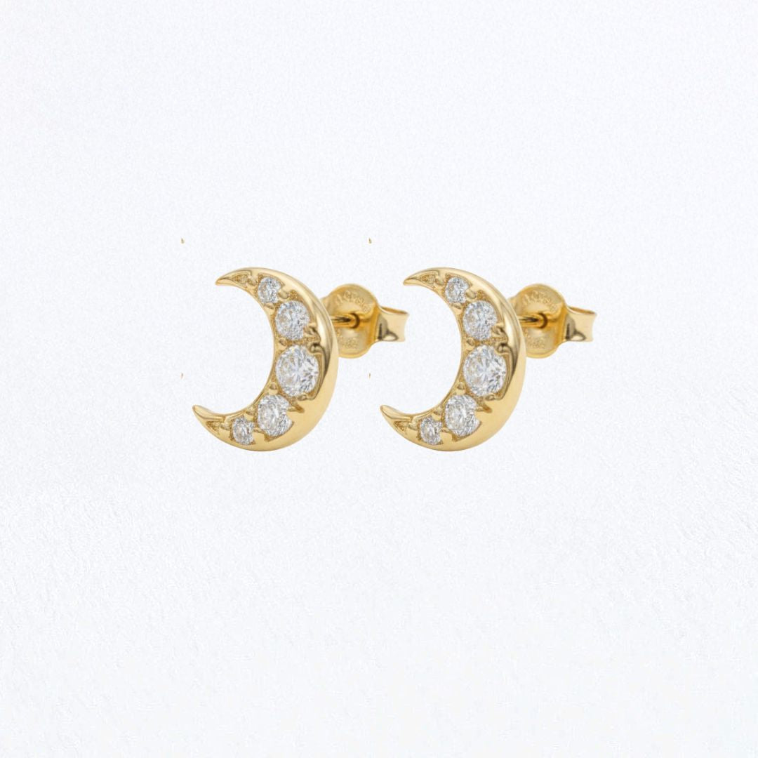 Puces d'Oreilles croissant de lune plaqué or 18K Bellaime 4