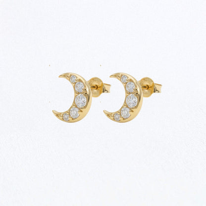 Puces d'Oreilles croissant de lune plaqué or 18K Bellaime 4