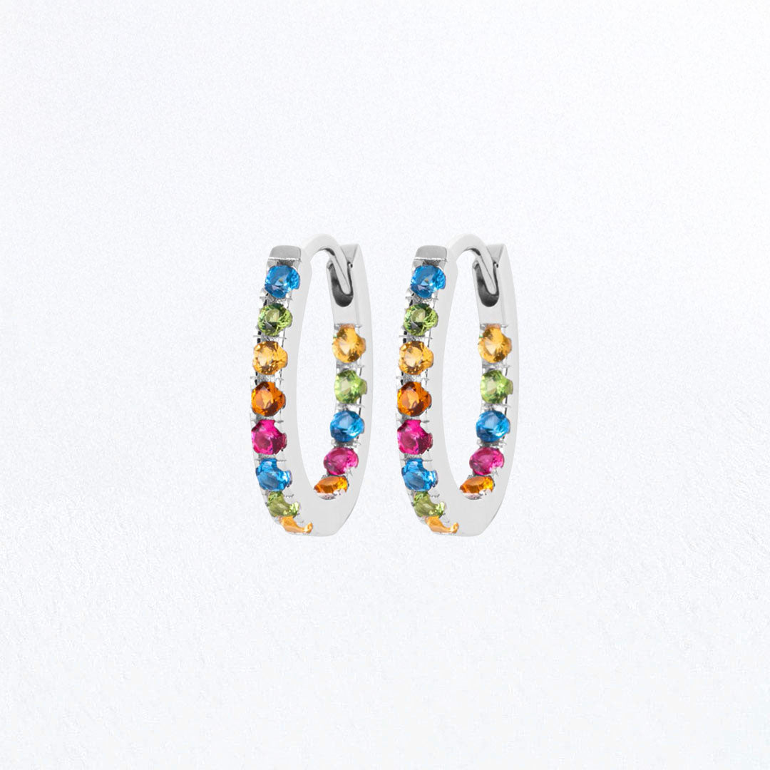 Boucles d'oreilles créoles colorées argent 925 zirconium 1,5 cm Rainbow Loop Bellaime 2